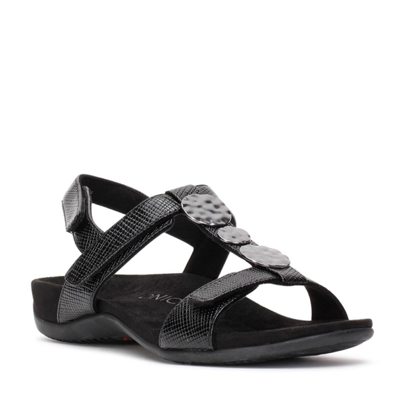 Vionic Shoes - Vionic FARRA lizard Sz 11 Black Sandals With Silver Metallic
